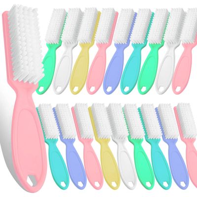 HOFASON 20Pcs Handle Grip Nail Brush, Hand Fingernail Cleaner Brush Manicure Tools Scrub Cleaning Brushes Kit for Toes and Nails Women Men(Random Colors)