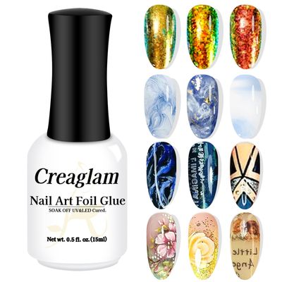 Creaglam Nail Foil Glue Gel: Nail Art Foil Glue Gel for Foil Stickers Nail Glue Foil Transfer Gel - 15ML Gel Nail Foil Transfer Glue Nail Art Manicure DIY Enthusiasts