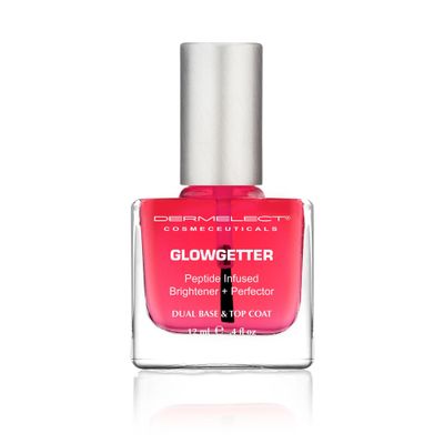 Dermelect Glowgetter Brightener Perfector - Nail Strengthener, French Mani Tint & Glossy Top Coat | Repairs Yellowing, Peeling, Ridged & Damaged Nails - 0.4 fl oz