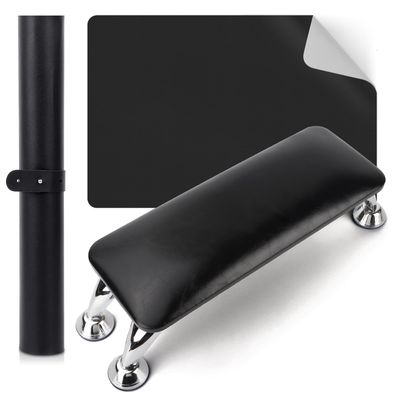 Nail Arm Rest for Acrylic Nails with Nail Table Mat, Microfiber Leather Nail Hand Rest Cushion for Nails, Soft Hand Pillow Footstool with Foldable Nail Art Hand Rest Pad for Nail Tech Use (Black)