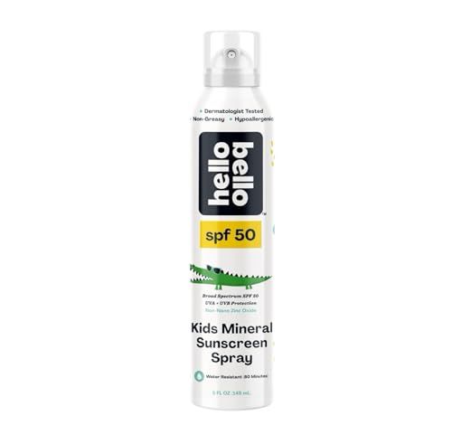 Hello Bello SPF 50 Kids Mineral Sunscreen Spray, Hypoallergenic Broad Spectrum UVA and UVB Protection, Reef Friendly and Water Resistant, 5 oz