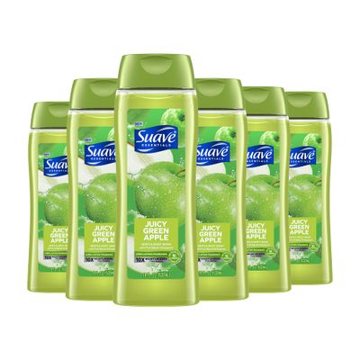 Suave Moisturizing Body Wash, with Juicy Apple and Vitamin E Extract, No Parabens, No Phtahaltes, 18 Oz Pack of 6