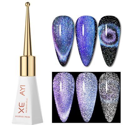 ASMAYSA Green Cat Eye Gel Nail Polish, Glitter Glow in The Dark, Gel Magnetic Nail Polish, Fluorescent Polish for Women, Bright Green Flash, 10ML (Purple Glitter, 10ML)