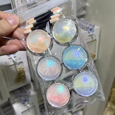 6 Jars Mermaid Chrome Nail Powder, Aurora Nail Powder Iridescent Pearl Nail Art Powder Metallic Mirror Effect Pigment Glitter Dust Kit Nail Art Supplies for Gel Polish Nail Decorations