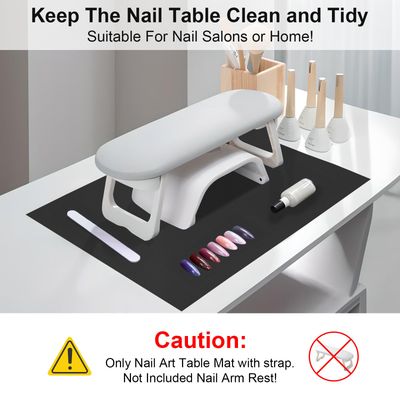 Diesisa Nail Art Table Mat,Foldable Nail Arm Rest Pad for Nails,Soft Microfiber PU Leather Nail Mat for Table,Waterproof Manicure Pad,Nail Table Pad for Nail Technician Salon Home-Black