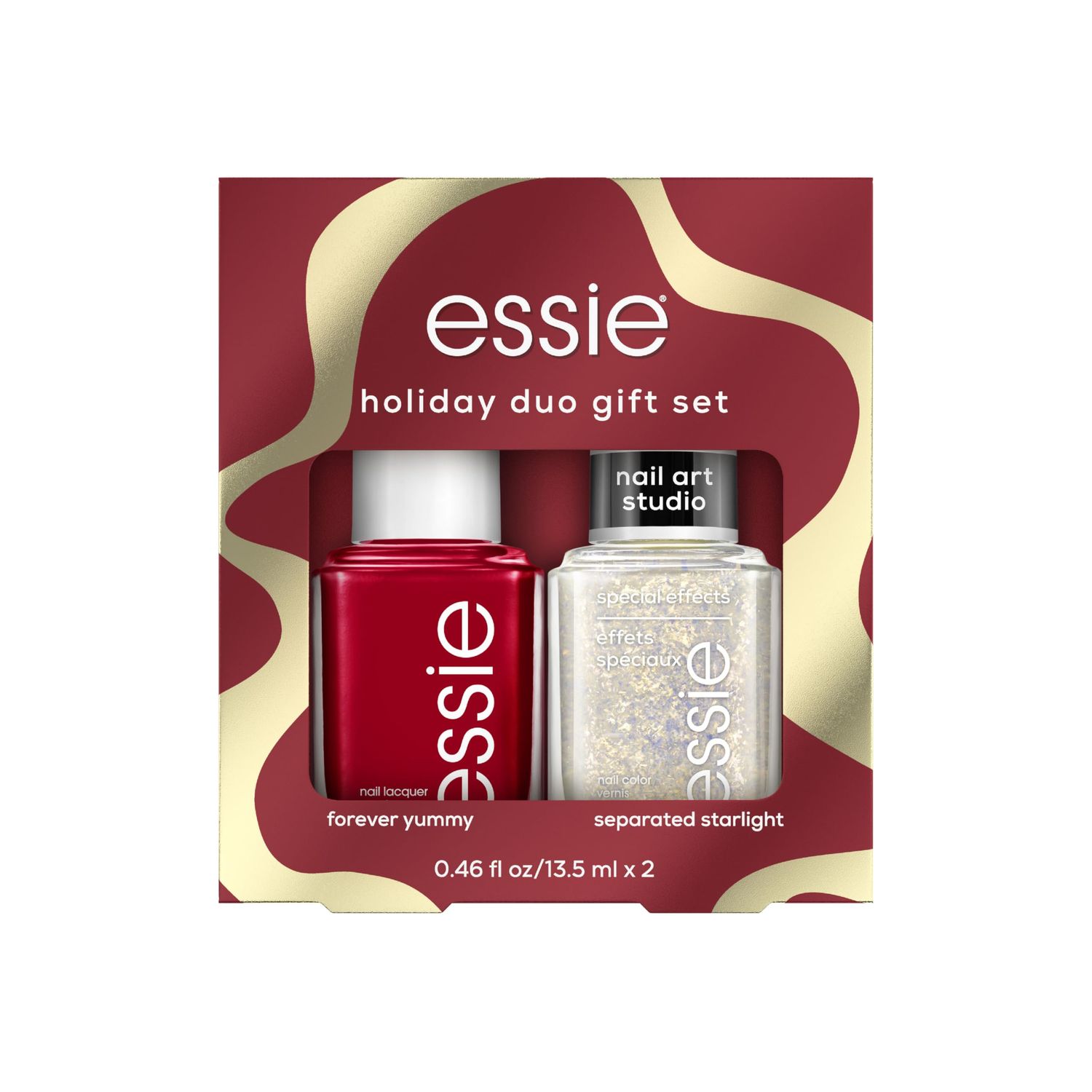 essie nail polish, vegan, holiday 2 piece nail polish gift set, 1 kit