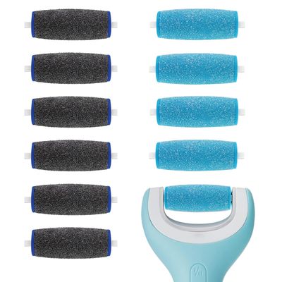 11 Pack Replacement Roller Heads for amope Pedi Perfect Refills Electronic Foot File, Include 6 Extra Coarse &amp; 5 Regular Coarse Replacement Heads Compatible with amope (BlackBlue)