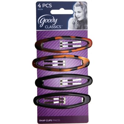 Goody Classics Goody Kids Epoxy Contour Snap Clips - 4 Count,Assorted Colors - Just Snap Into Place - Suitable For All Hair Types - Pain-Free Hair Accessories For Women And Girls - All Day Comfort