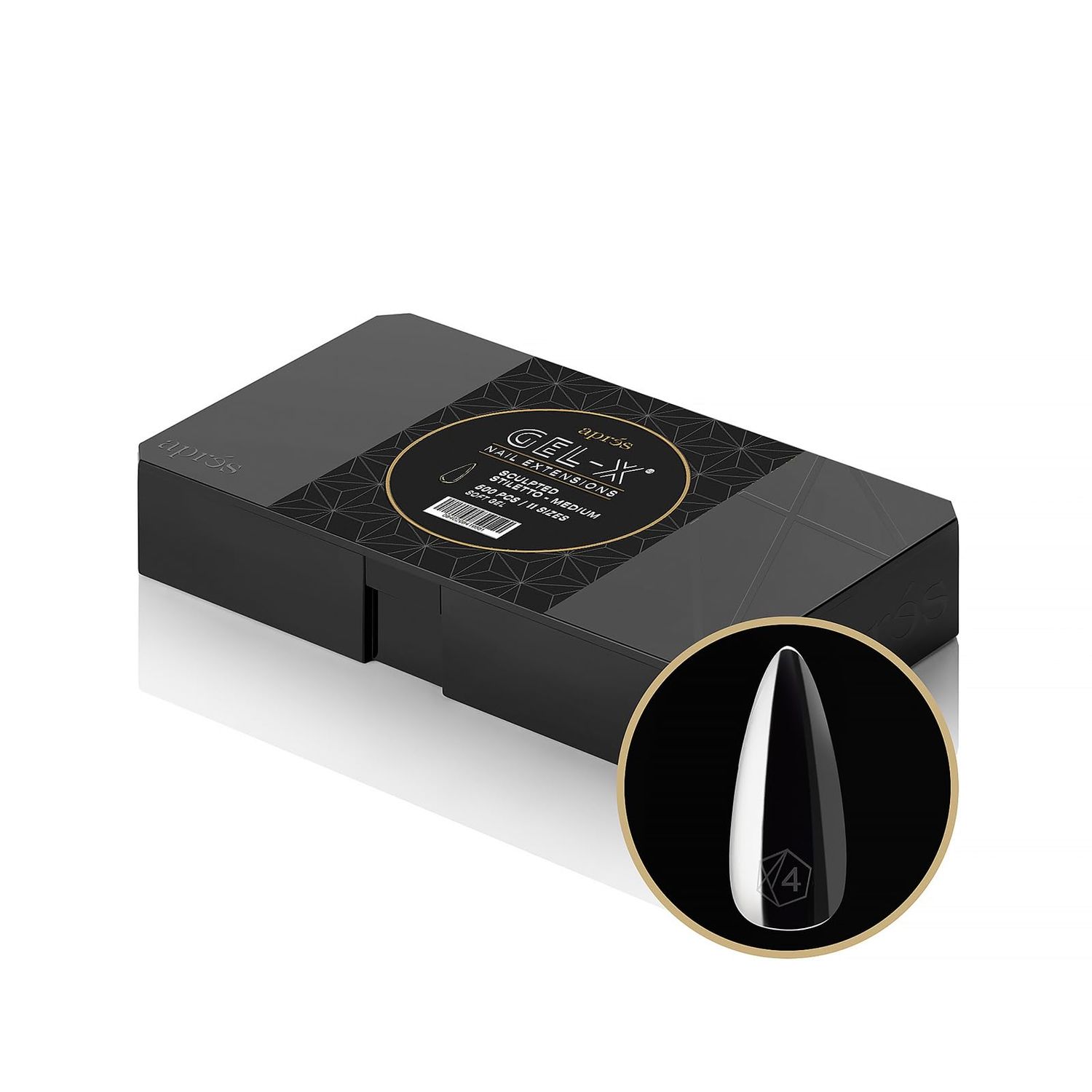 Apres Gel-X Sculpted Stiletto Medium Tip Box | 500pc Gel-X Tips, 11 Sizes 00-9, Premium Quality