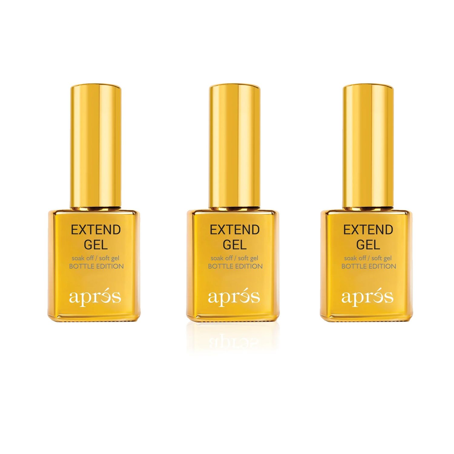 Aprs Extend Gel Gold Bottle Edition, Pack of 3 - Gel-X Tips Adhesive, No Primer or Bonder Needed (15 ml each)