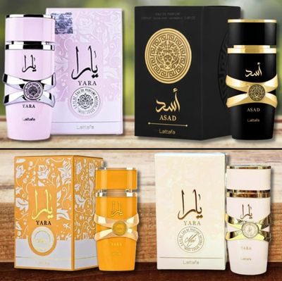 Arabian Unisex 4 Piece Eau de Parfum Gift Set - Pink Yara &amp; Orange Yara Tous for Women Asad for Men 100 ml each
