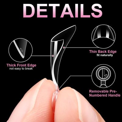 Soft Gel Nail Tips Short Stiletto 600Pcs Half Cover Pre Etched Acrylic Clear Press On Nails for Extension Nail Manicure Home DIY Salon Supplies, 12 Sizes with Box, Removable Number Handle, BlueZOO