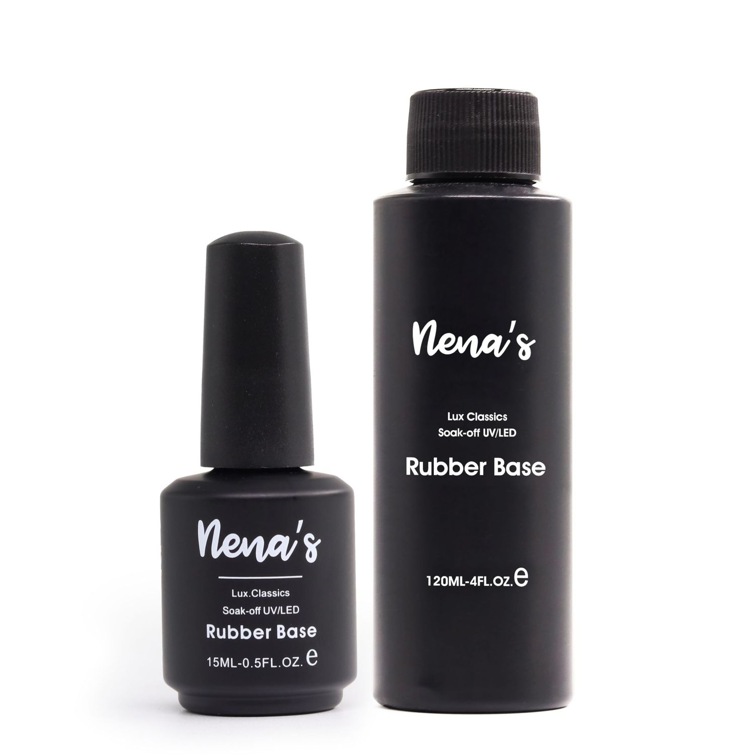 Nenas Elastic Rubber Base Coat Set - 15 mL / 0.5 fl oz Bottle 120 mL / 4 oz Refill | UV/LED Curable Correcting Base with Enhanced Adhesion, Soak Off Formula for Professional Nails