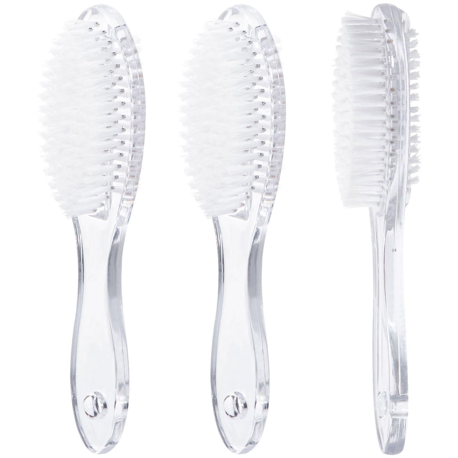 Nail Brush for Cleaning Fingernails 3 Packs, Ooloveminso Double-Side Hand Nail Brushes for Fingernail and Toes Cleaning, Soft Stiff Bristles Scrubber Tools for Men and Women, Transparent