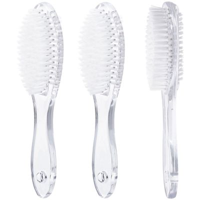 Nail Brush for Cleaning Fingernails 3 Packs, Ooloveminso Double-Side Hand Nail Brushes for Fingernail and Toes Cleaning, Soft Stiff Bristles Scrubber Tools for Men and Women, Transparent
