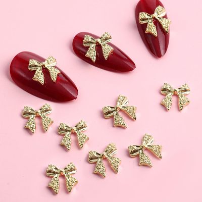 10 Pcs Gold Bow Nail Charms, 3D Alloy Nail Art Charms, Plating Charms for Nails, DIY Nail Art Decoration Accessories, Cute Bow Knot Shiny Nail Decorations, Gold Nail Charms for Acrylic Nails Supplies