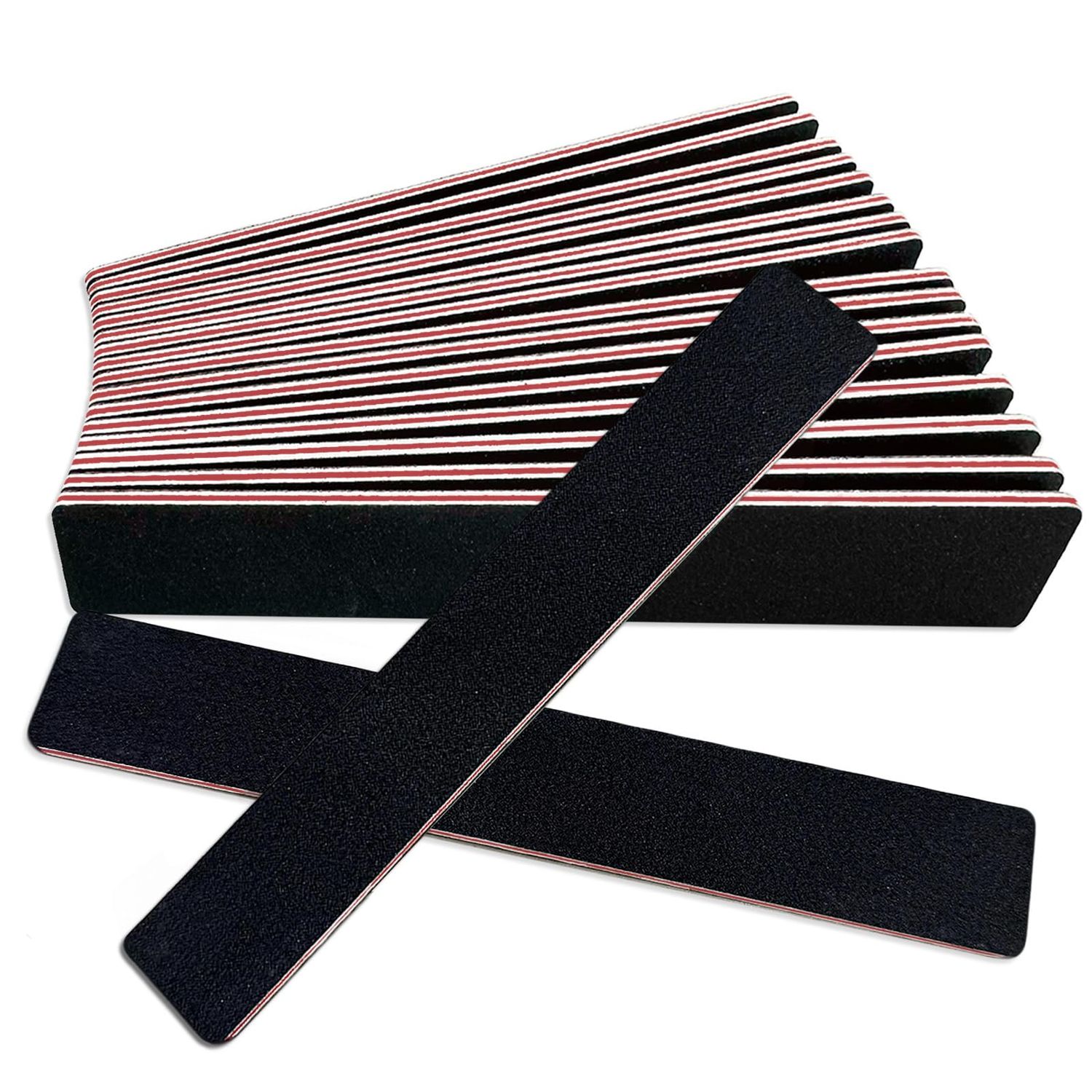 Nail Files (12 Pack), Emery Board Nail File for Acrylic Nails and Natural Nails, 100/180 Grit Double Sided Emory Boards Professional Nail Filer Reusable Washable Manicure Square Black
