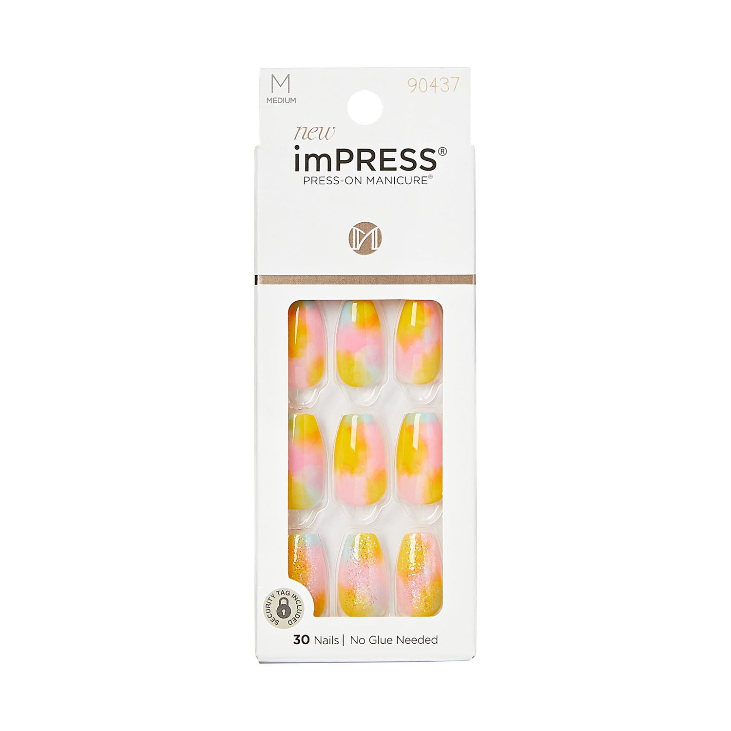 KISS imPRESS No Glue Press-On Nails Includes 30 Nails, Prep Pad, 1 Manicure Stick, 1 Mini File_ Candy Syrup