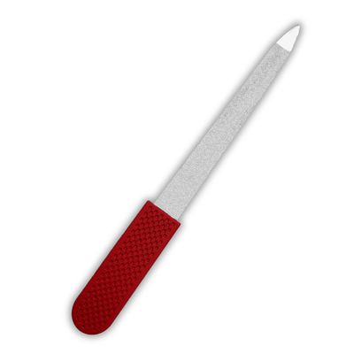 Professional Sapphire Nail File, Stainless Steel, Ruby Color High Quality Grip, Elegance in Professional Nail Care, Double-sided Metal File,The Most Beautiful Form of Red Color in Nail Care, 5 inches