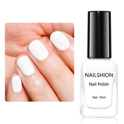Nailshion White Nail Polish French Nail Art Regular Nail Polish 9-Free Vegan Rich in Castor Oil Fast Air Dry Snowy Toe Fingernail Polish Manicure Salon DIY Design at Home Gift for Girls Woman