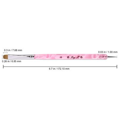 Ivy L Premium 2 Way French Gel Acrylic Nail Art Kolinsky Brush with Dotting Tool for Professional Manicure Cuticle Clean up Nail Art Design (Size 10, Pink Marble)