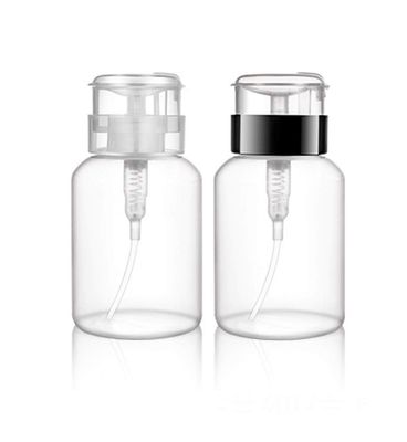 2 Pcs 200ml(6.8oz) Pump Dispenser Bottle for Nail Polish Remover Push Down Empty Plastic Makeup Remover Alcohol Liquid Pumping Dispenser Bottle