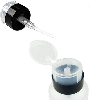 2 Pcs 200ml(6.8oz) Pump Dispenser Bottle for Nail Polish Remover Push Down Empty Plastic Makeup Remover Alcohol Liquid Pumping Dispenser Bottle