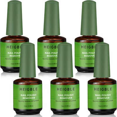 Heigble 6 Pack Gel Nail Polish Remover 15ml Gel Remover for Nails Within 3-5 Minutes Quickly and Easily Soak off Polish Remover