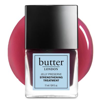 butter LONDON Nail Strengthener for Damaged Nails, Jelly Preserve (Strawberry Rhubarb) - Pink Translucent Finish Nail Polish Strengthens, Nourishes &amp; Rejuvenates Nail Beds &amp; Roots - Nail Care Products