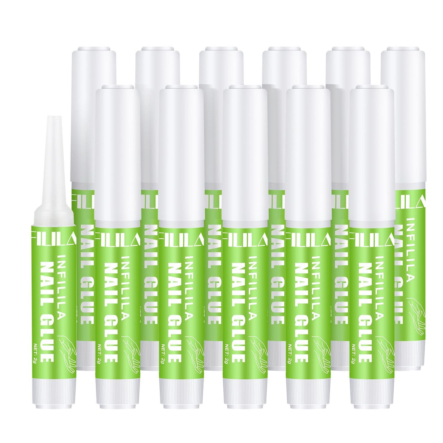 NXJ INFILILA Nail Glue for Press on Nails, Super Strong Nail Tips Glue for Acrylic Broken Fake Nails, Long Lasting Professional Fast Drying Tech Supplies Adhesive 12PCS 0.07OZ/PCS