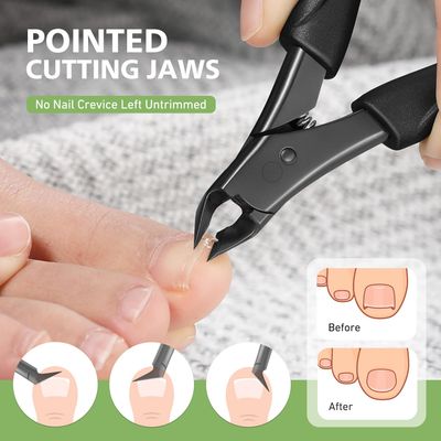 BALUCA Straight Edge Toenail Clippers for Thick Nails &amp; Ingrown Toenails - Heavy Duty Straight Blade Toe Nail Clipper with Long Handle, Toe Nail Cutters for Adults, Seniors, Men and Women -Black