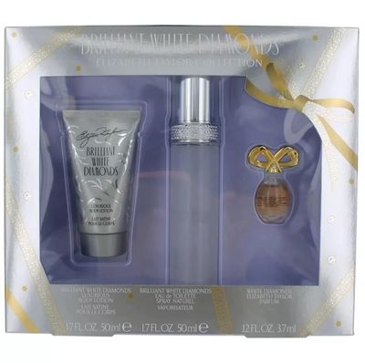Elizabeth Taylor Brilliant White Diamonds Ladies Gift Set With Spray, Body Lotion &amp; Perfume