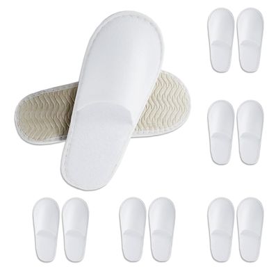 CarryEpic Disposable Slippers for Guest, 6 Pairs Spa Hotel House Slippers for Shoeless Home Bulk Indoor Slippers for Women Men Pantuflas Desechables Para Invitados White
