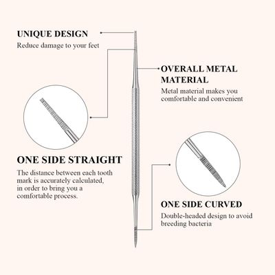Mudder 6 Pack Ingrown Toenail Files Double Sided Toenail Lifters One Side Flat and One Side Curved Stainless Steel Manicure Treatment Removal Pedicure Tools for Feet Under Nail Cleaner