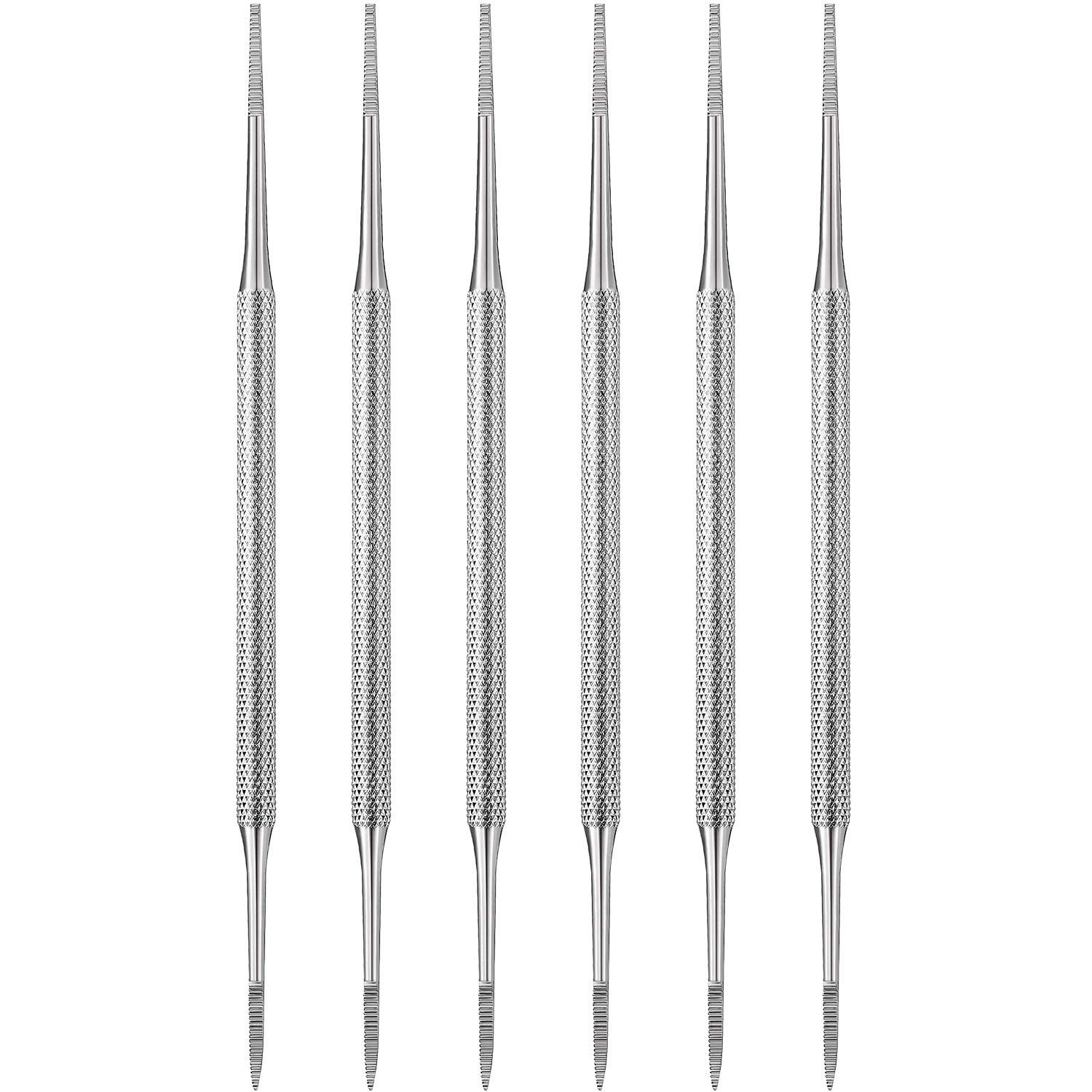 Mudder 6 Pack Ingrown Toenail Files Double Sided Toenail Lifters One Side Flat and One Side Curved Stainless Steel Manicure Treatment Removal Pedicure Tools for Feet Under Nail Cleaner