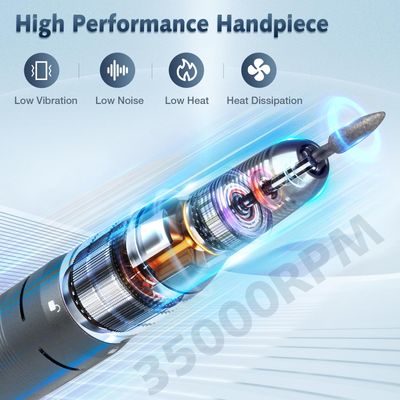 Professional Nail Drill Machine, HoMove 35000RPM Portable Nail Drills, Rechargeable Efile Nails Drill, Low Heat Electric Nail File for Acrylic Gel Nails