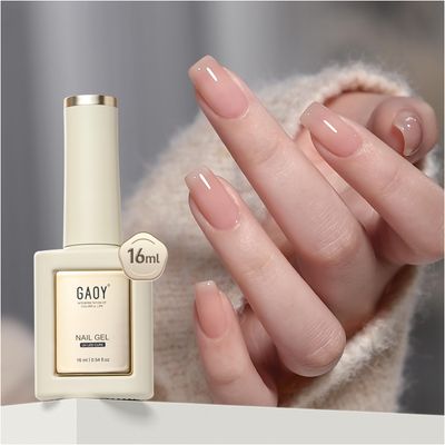 GAOY Nude Jelly Gel Nail Polish, 16ml Sheer Translucent Netural Soak Off Gel Polish, UV Light Cure for Nail Art DIY at Home, 2982 Natural Pink