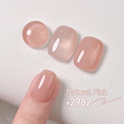 GAOY Nude Jelly Gel Nail Polish, 16ml Sheer Translucent Netural Soak Off Gel Polish, UV Light Cure for Nail Art DIY at Home, 2982 Natural Pink