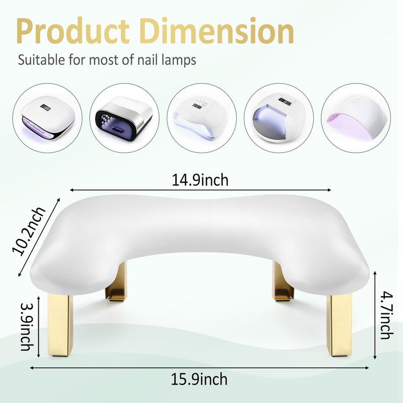 Nail Arm Rest, Arm Rest for Nails Tech, PU Leather Nail Tech Arm Rest, U-Shaped Hand Rest for Nails Tech, Foldable Manicure Hand Rests for Foot Hand Rest, White
