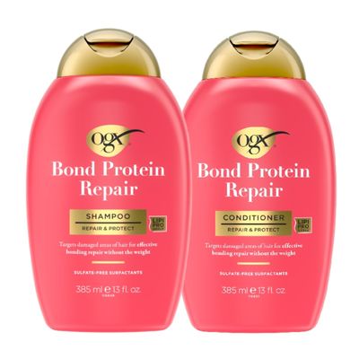 OGX Repair Protect Bond Protein Repair Shampoo Conditioner, Targets Damaged Areas of Hair for Effective Bond Repair, Sulfate-Free Surfactants, 13 fl. Oz (Pack of 2)