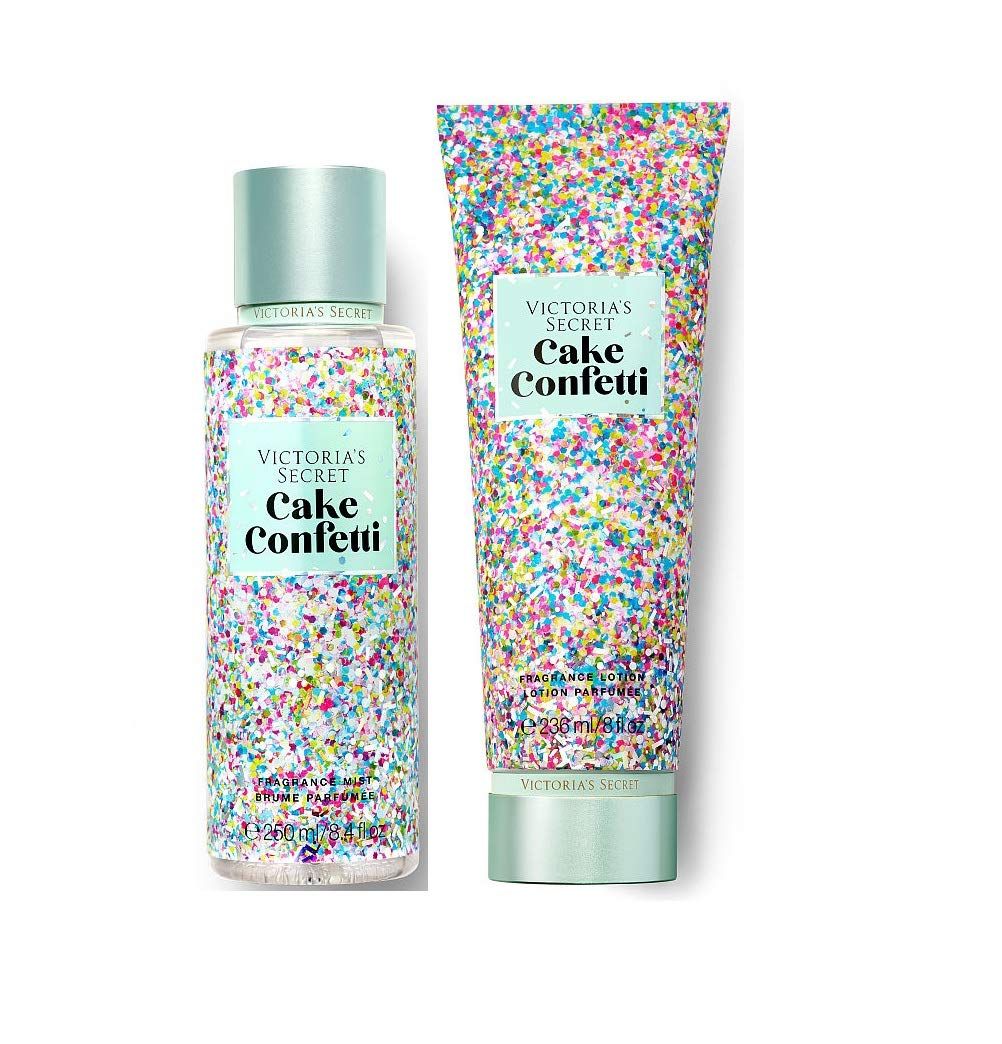 Victorias Secret Pink Sweet Fix Fragrance Mist and Lotion Set (2PC) - 8.4 fl oz &amp; 8 fl oz (Cake Confetti)