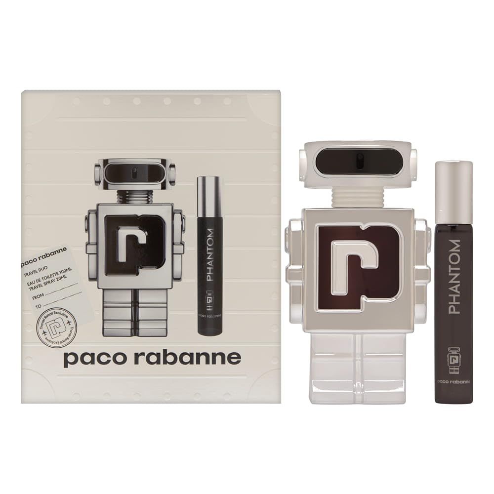 Phantom by Paco Rabanne for Men 2 Piece Set Includes: 3.4oz Eau de Toilette Spray 0.68 oz Eau de Toilette Spray
