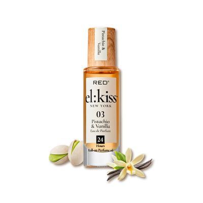 EL:KISS Roll On Perfume, Pistachio &amp; Vanilla Inspired by SDJ 62, Eau de Parfum 12mL (.40 Fl Oz), Hydrating &amp; Long-Lasting, Alcohol-Free &amp; Mineral Oil-Free, With Jojoba, Argan &amp; Coconut Oil