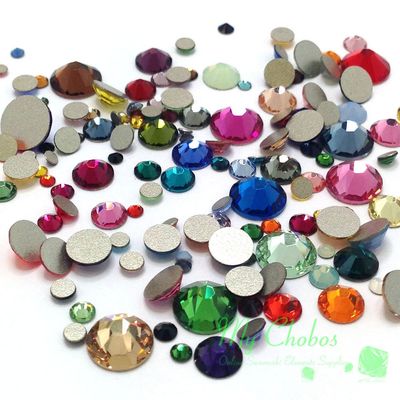 Assorted Mixed Sizes and Colors 144 Pieces Swarovski 2058/2088 Crystal Flatbacks Rhinestones Nail Art Mixed with Sizes ss5, ss7, ss9, ss12, ss16, ss20, ss30