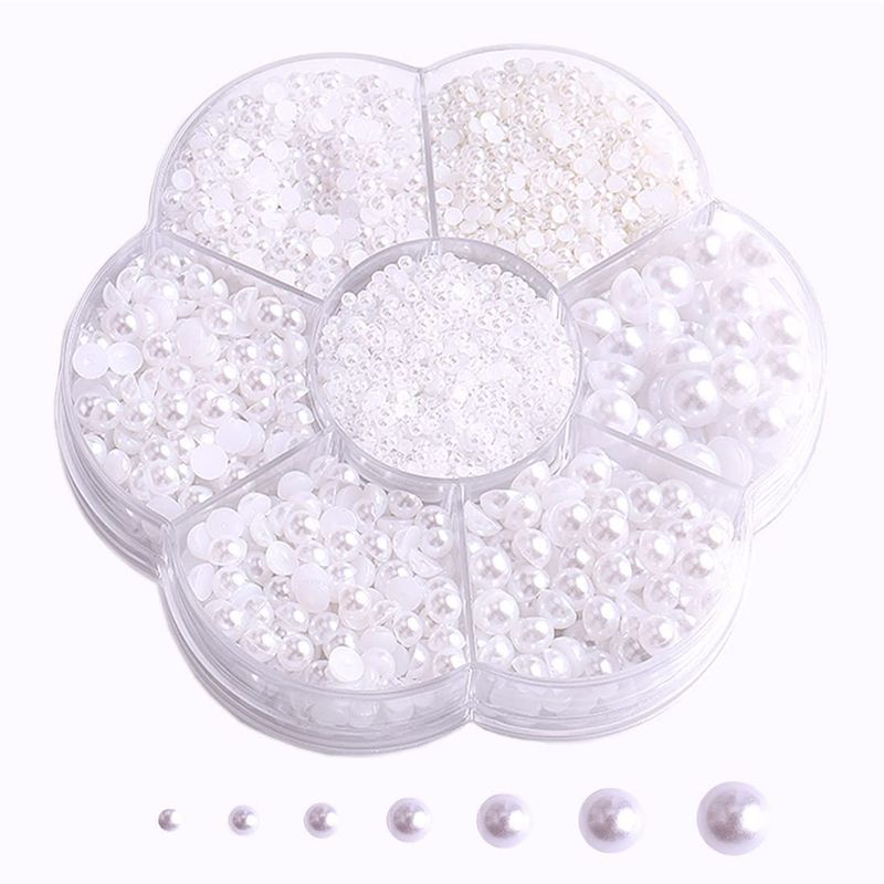 5800Pcs Half Pearls for Crafts, Flatback Pearls for Artwork Making, DIY Rhinestones Accessory Nail Art, Face Gems Jewels Flat Back Craft Pearls for Artist Creative - White