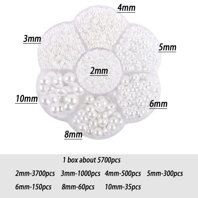 5800Pcs Half Pearls for Crafts, Flatback Pearls for Artwork Making, DIY Rhinestones Accessory Nail Art, Face Gems Jewels Flat Back Craft Pearls for Artist Creative - White