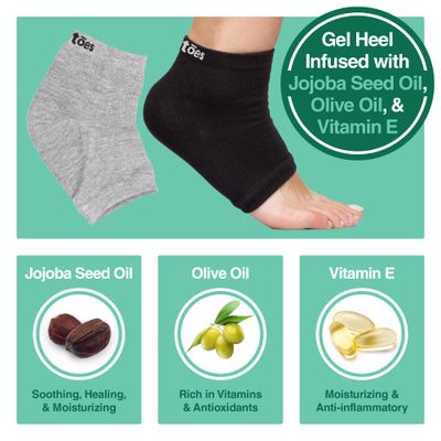 ZenToes Mens Moisturizing Cotton Sleep Socks with Vitamin E, Olive Oil and Jojoba Seed Oil to Soften and Hydrate Dry Cracked Heels (Regular, Gray and Black)