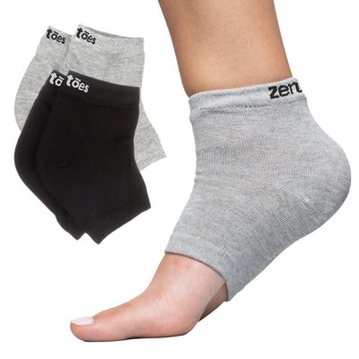 ZenToes Mens Moisturizing Cotton Sleep Socks with Vitamin E, Olive Oil and Jojoba Seed Oil to Soften and Hydrate Dry Cracked Heels (Regular, Gray and Black)