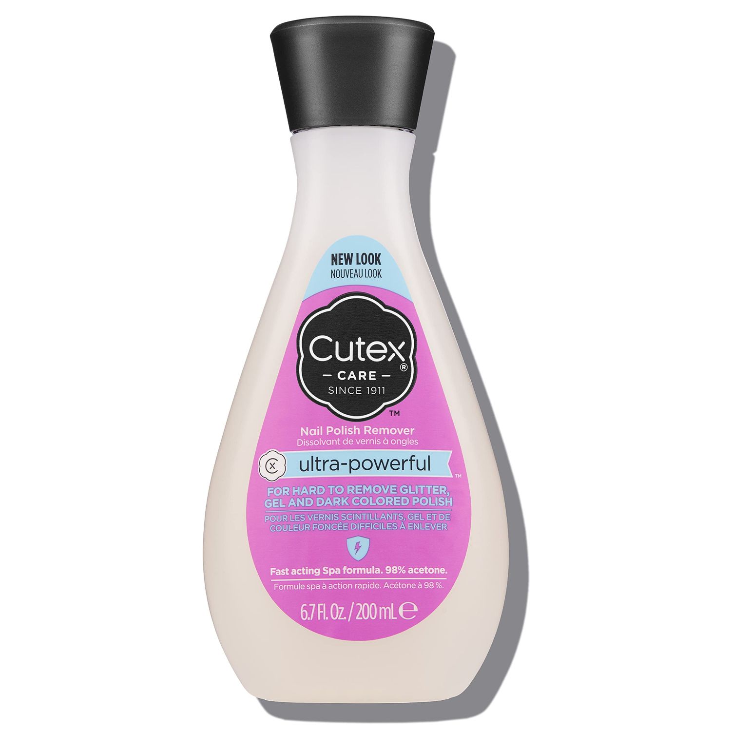 Cutex Gel Nail Polish Remover, Ultra-Powerful &amp; Removes Glitter and Dark Colored Paints, Paraben Free, 6.76 Fl Oz