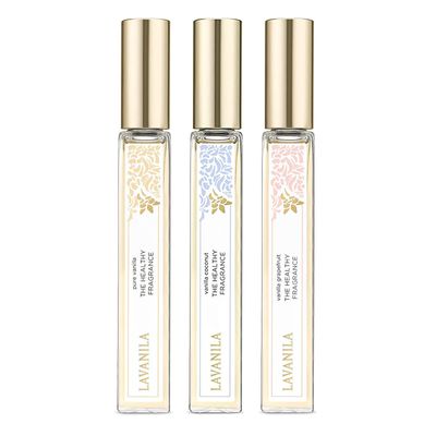 Lavanila Roller Perfume Set of 3 (10ml Each), Includes Pure Vanilla Vanilla Coconut Vanilla Grapefruit - The Healthy Fragrance for Women, Clean and Natural